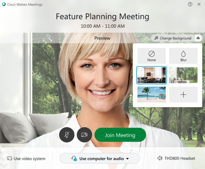 Cisco Webex Meetings カスタム仮想背景