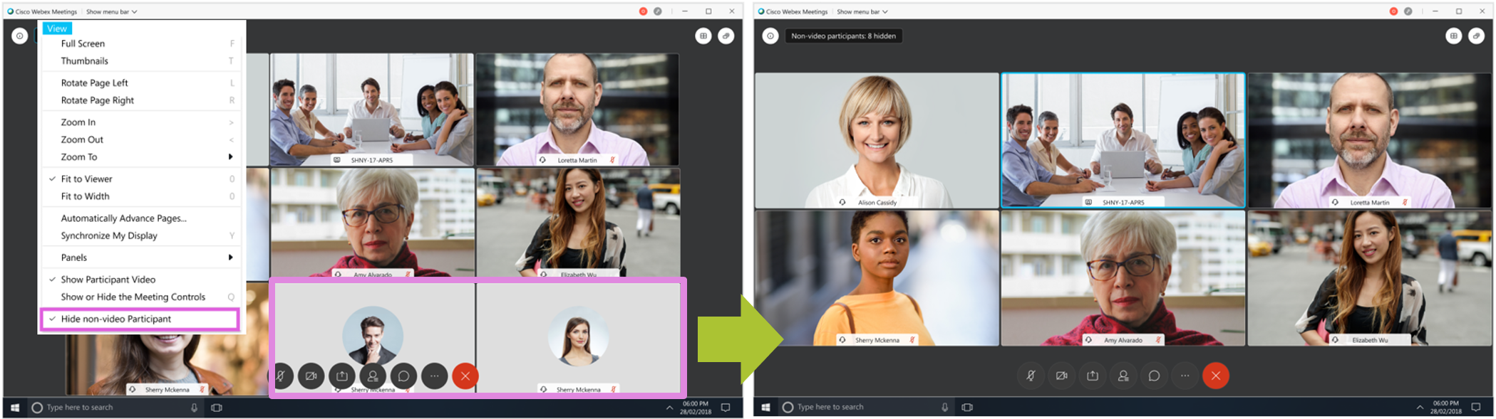 Cisco Webex Meetings ビデオOFFの参加者の非表示
