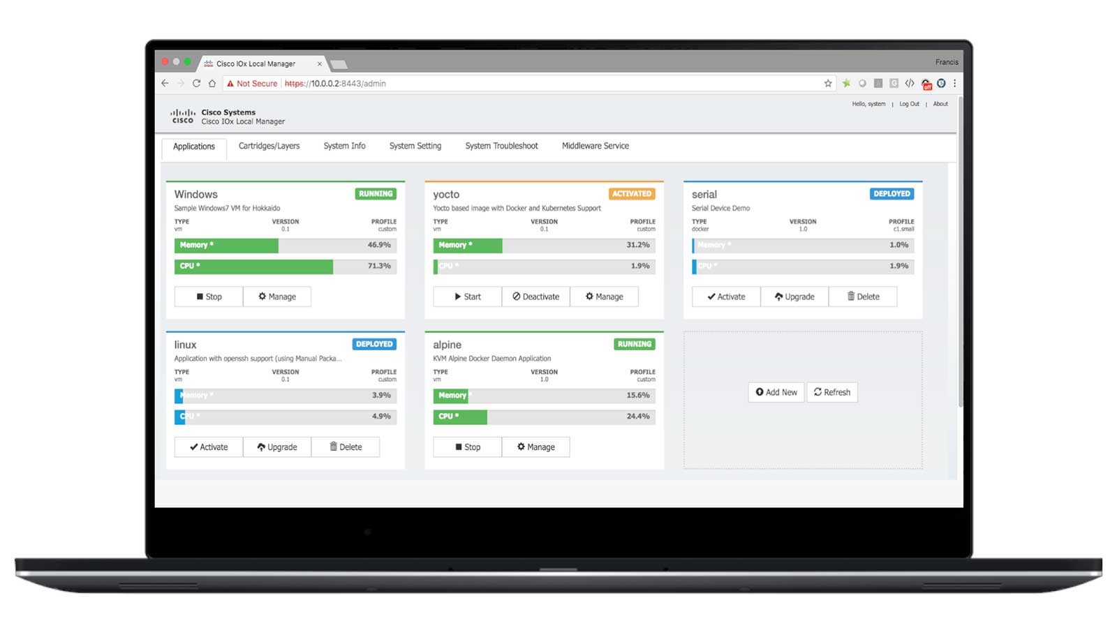 IOx Local Manager により、開発者が IOx アプリケーションを シスコのゲートウェイ上に迅速にアップロードして実行させることが容易になります