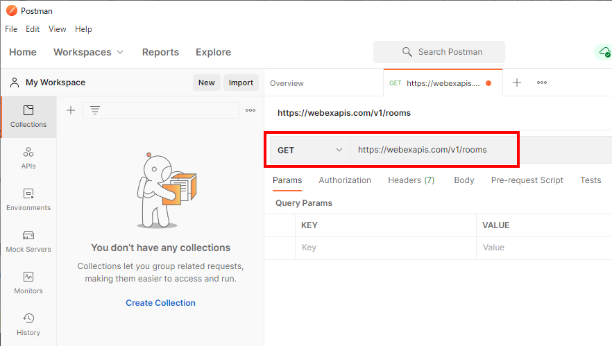 「https://webexapis.com/v1/rooms」を入力