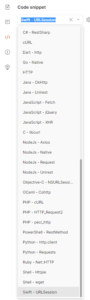 選択可能な言語