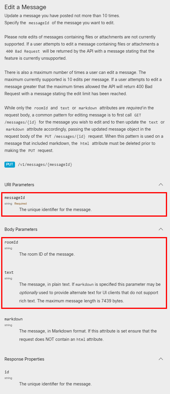 「Edit a Message」の仕様が確認