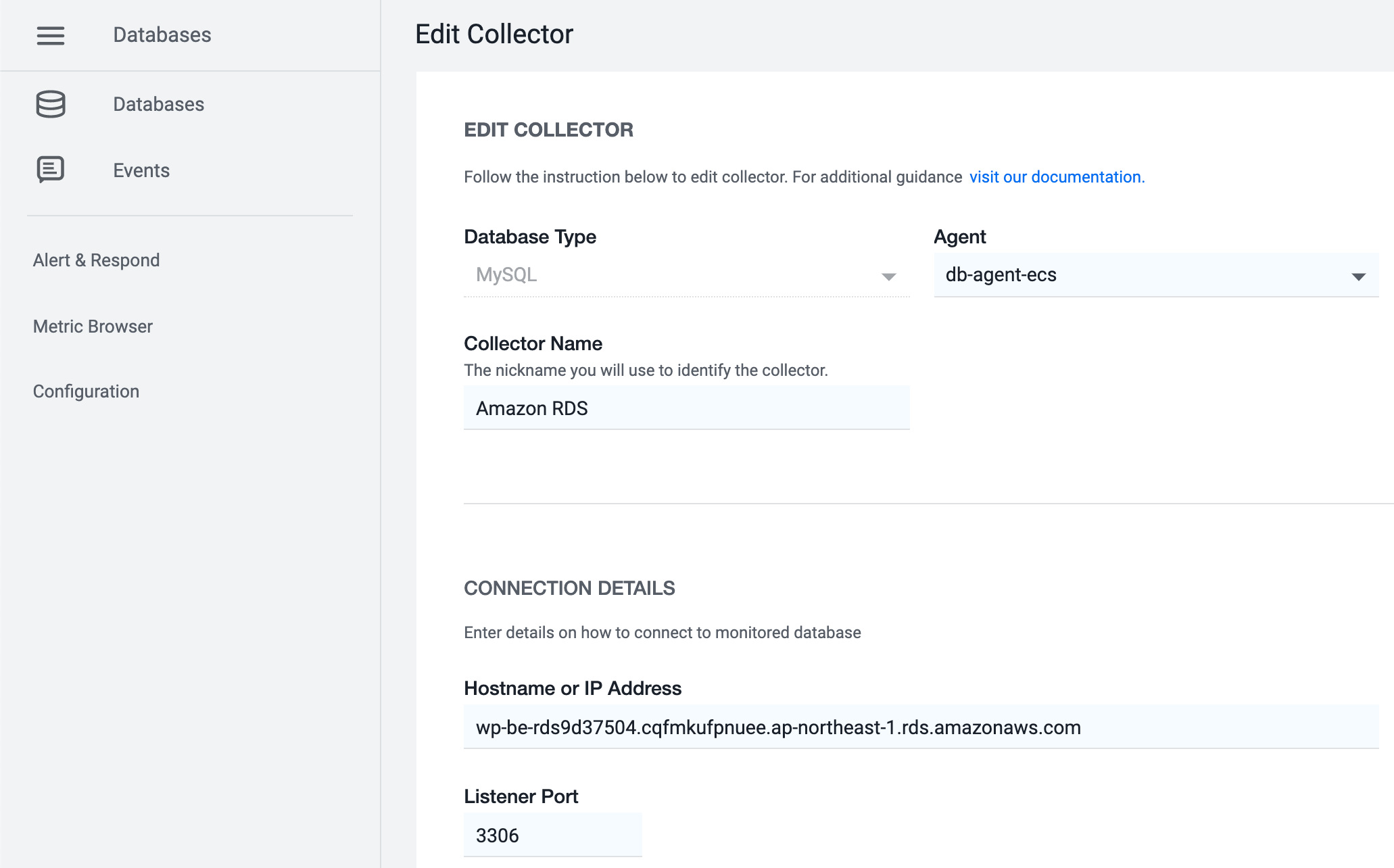 Database Collector の設定