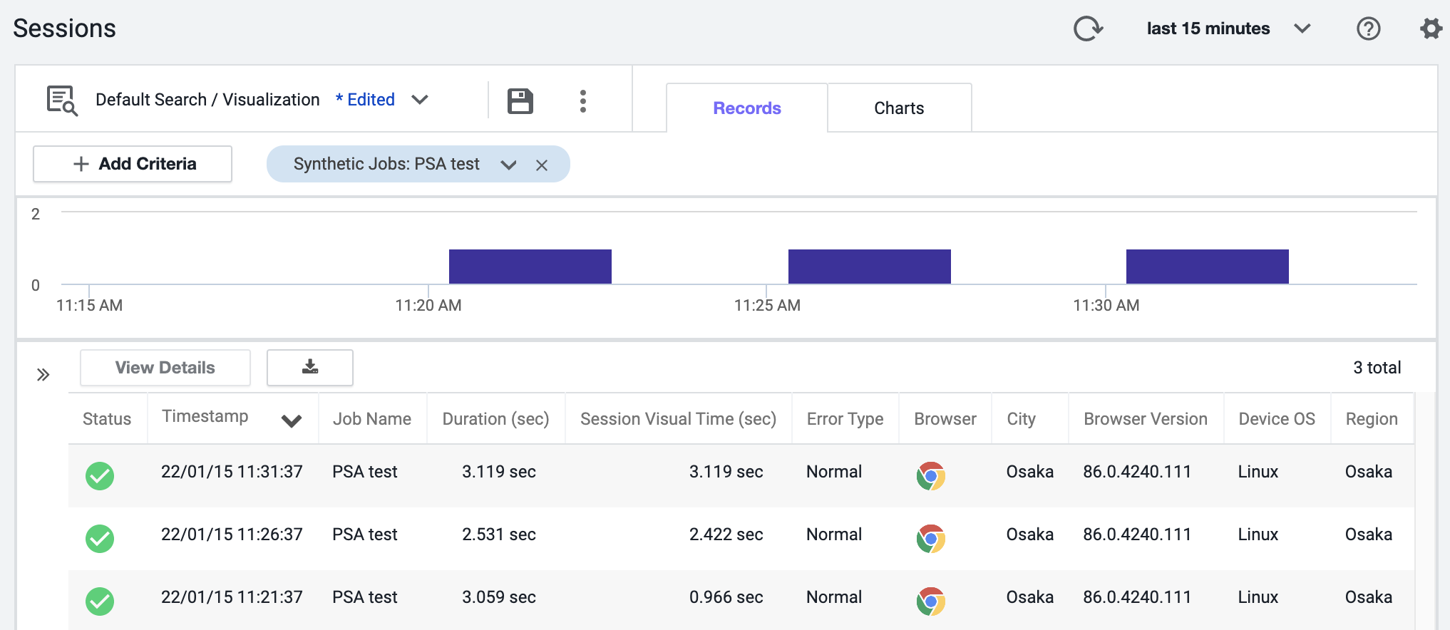 ジョブのセッション