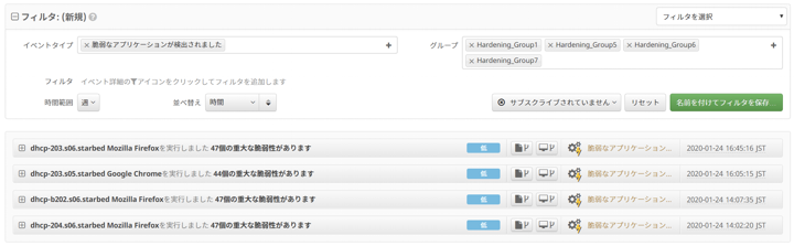 [図10 競技環境内で検出されたいくつかの脆弱性のあるアプリケーションのバージョン]