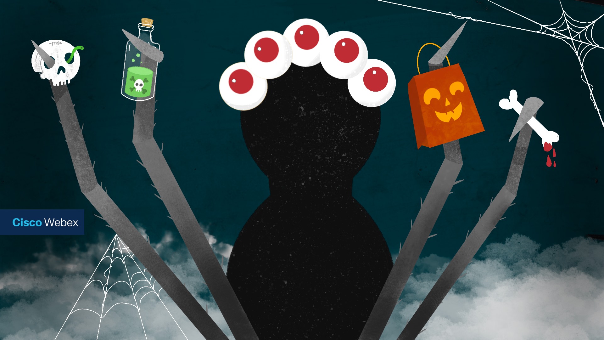 ハロウィーン Halloween 背景 壁紙 バーチャル壁紙 Eyeballs(1920×1080)