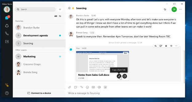 Webex Teams 内で Box のコンテンツを共有