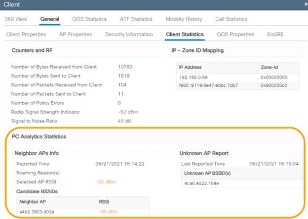 図 10： Catalyst 9800 コントローラに表示される「未知の AP」 レポートの WebUI出力