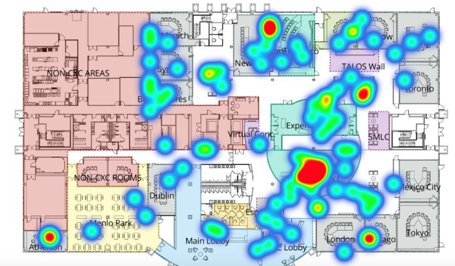 Cisco DNA Spacesは、人々がグループで集まる場所を示します