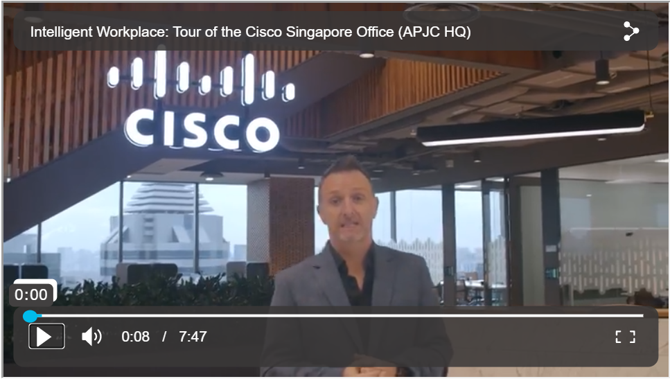 シスコシンガポールオフィスの 7 分間のバーチャルツアー動画を見る（別ウィンドウで開きます）