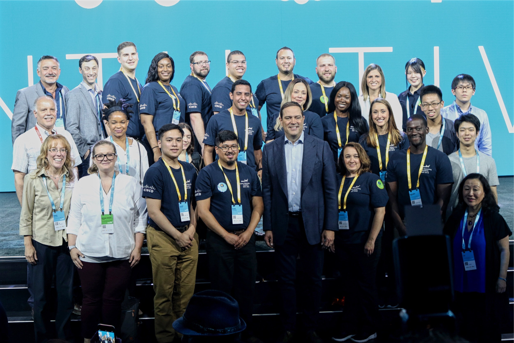 シスコのCEO Chuck Robbinsとシスコ主催のグローバルイベント ”Cisco Live”にて（高島）