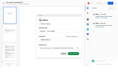 Webex を Box に統合