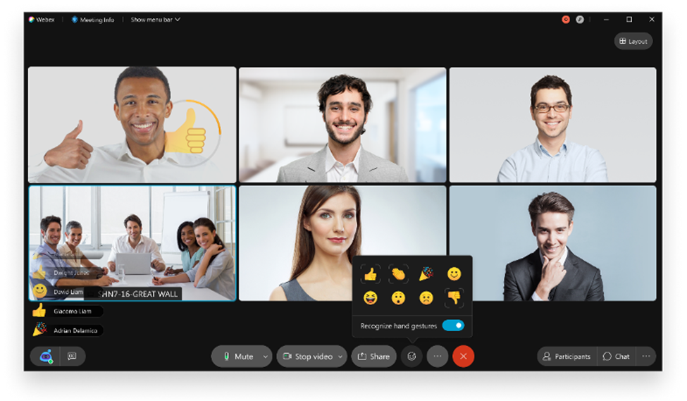 Webex ジェスチャ機能