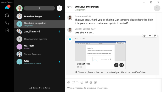 ファイルストレージとファイル共有：Webex コラボレーションとの統合