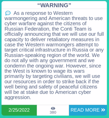 Contiのロシア連邦への支援表明