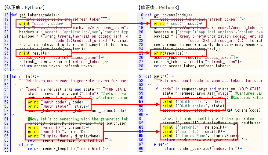 サンプルプログラムを修正する（Python3 の場合）