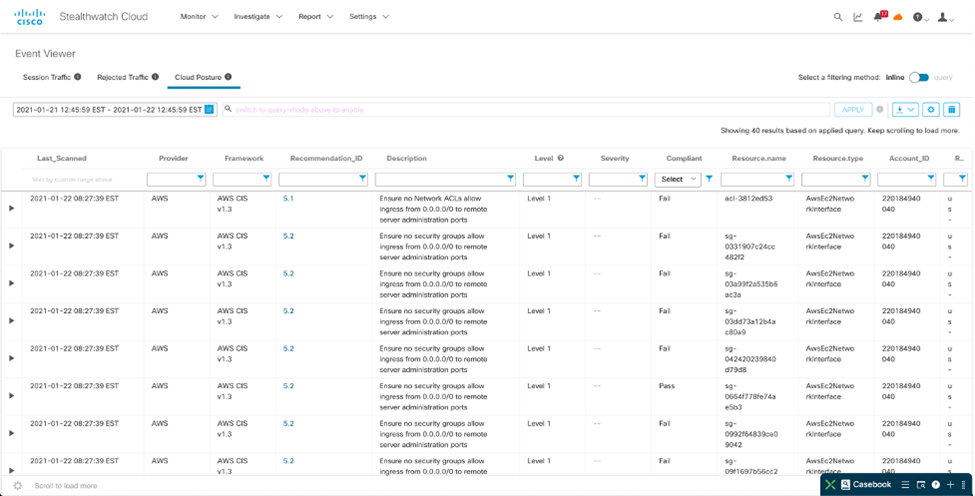 Cisco Secure Network Analytics Stealthwatch Cloud Event Viewer