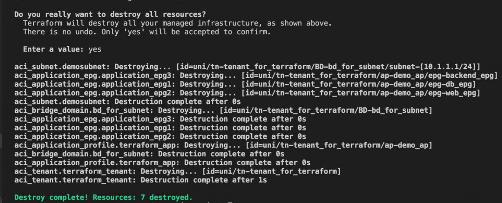 terraform destroy code2