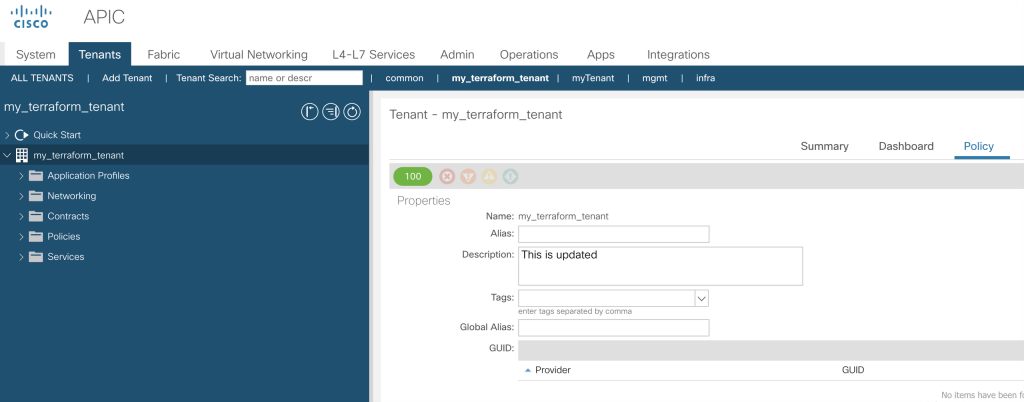 Policy, update the description