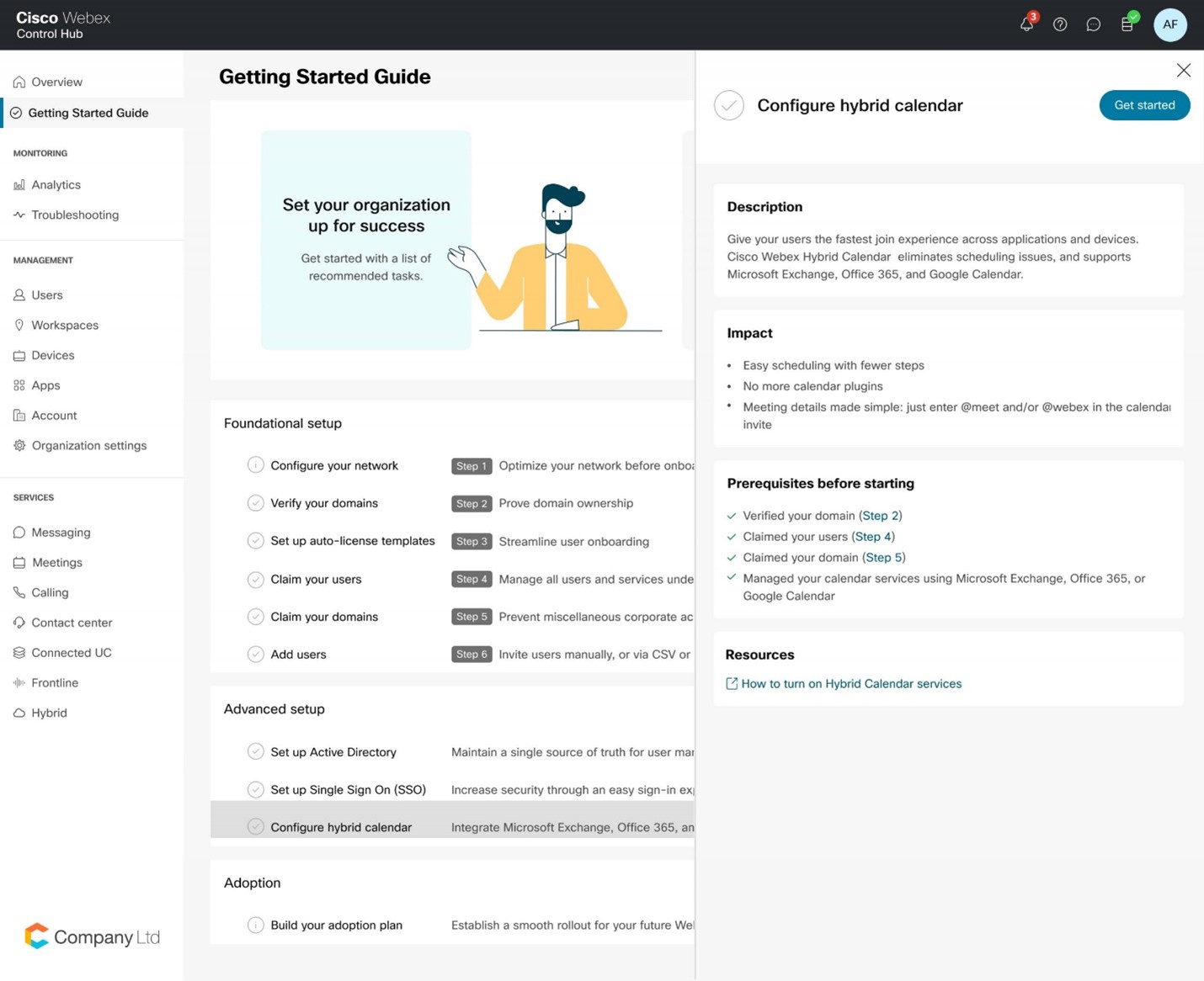 Webex Control Hub の使用を開始する前に