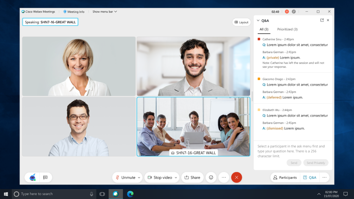 Webex Meetings での質疑応答サポート