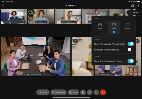 会議のカスタムレイアウトを主催者が制御可能