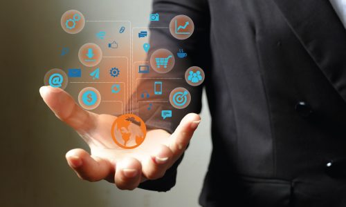 Modern wireless technology illustration with a computer device