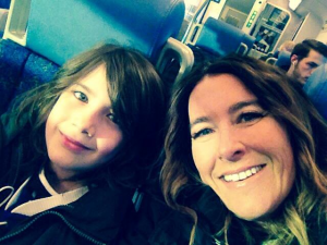 Kimberley Behnan and Tye Behnan on their way to Tye's first hockey game! 