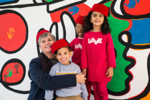 Beatrice Beloubad with children from SOS Morocco 